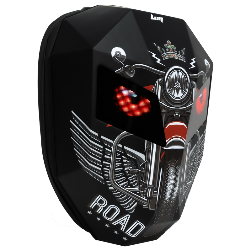 حقيبة ظهر عرض LED بتقنية نقل الماء لرجل الحديد كروني، حقيبة ظهر LED مطورة لرجل الحديد، حقيبة ظهر فارس بشاشة LED، حقيبة ظهر دراجة نارية، حقيبة سفر رائعة، حقيبة سكوتر -2