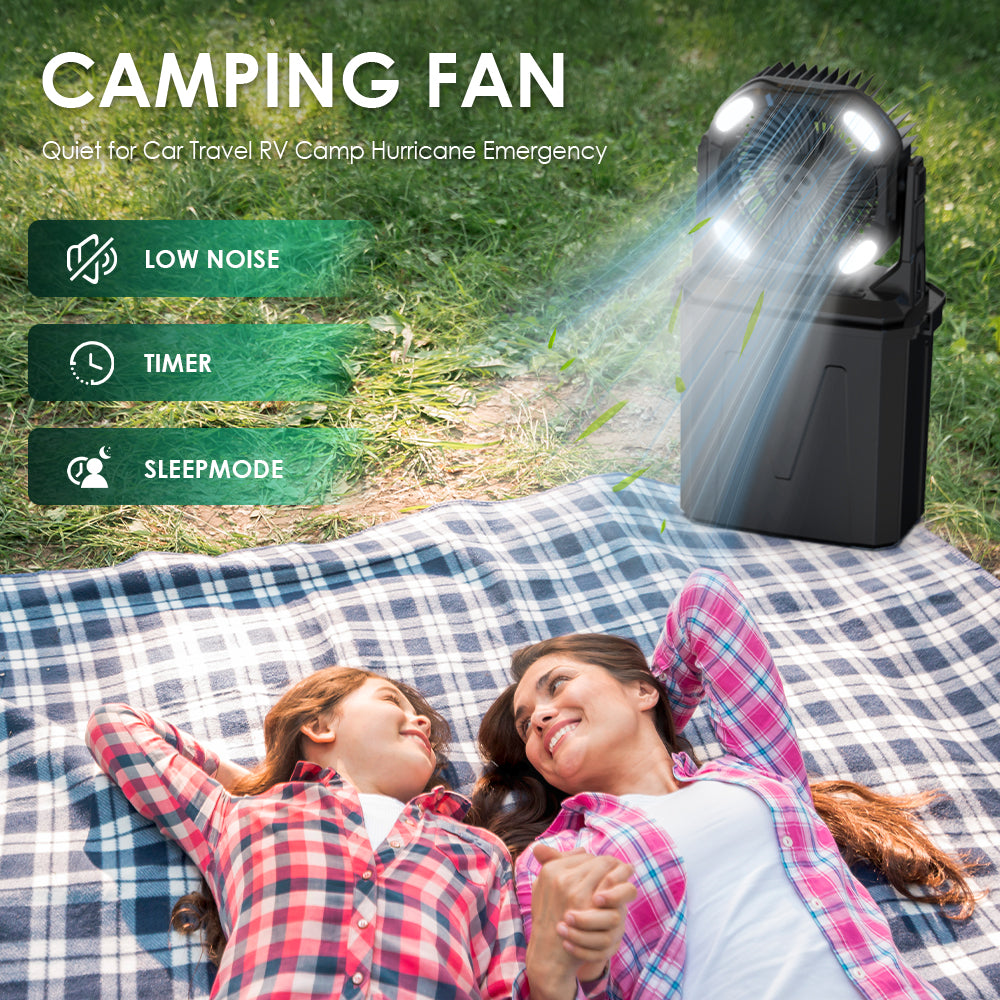 مروحة رش دلو CRONY F913 مروحة رذاذ قابلة لإعادة الشحن مع بطارية 20000mAh ضوء RGB مخرج USB مروحة محمولة للتخييم في الهواء الطلق السفر الاستخدام الطارئ