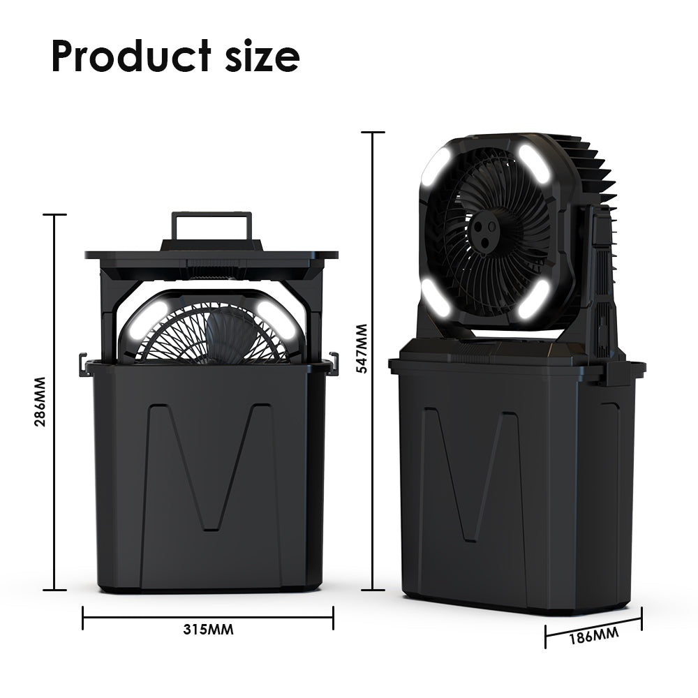 مروحة رش دلو CRONY F913 مروحة رذاذ قابلة لإعادة الشحن مع بطارية 20000mAh ضوء RGB مخرج USB مروحة محمولة للتخييم في الهواء الطلق السفر الاستخدام الطارئ