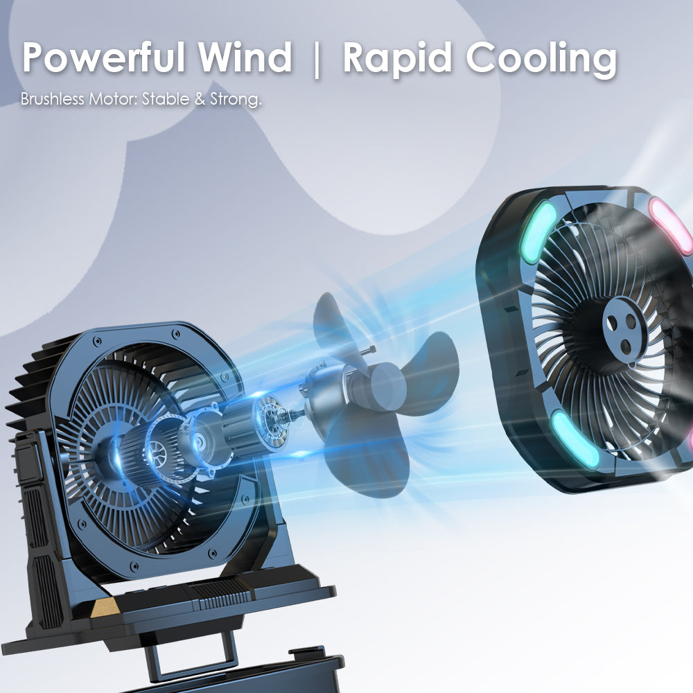 مروحة رش دلو CRONY F913 مروحة رذاذ قابلة لإعادة الشحن مع بطارية 20000mAh ضوء RGB مخرج USB مروحة محمولة للتخييم في الهواء الطلق السفر الاستخدام الطارئ