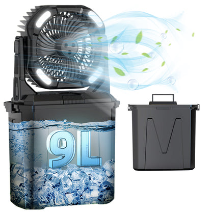 مروحة رش دلو CRONY F913 مروحة رذاذ قابلة لإعادة الشحن مع بطارية 20000mAh ضوء RGB مخرج USB مروحة محمولة للتخييم في الهواء الطلق السفر الاستخدام الطارئ