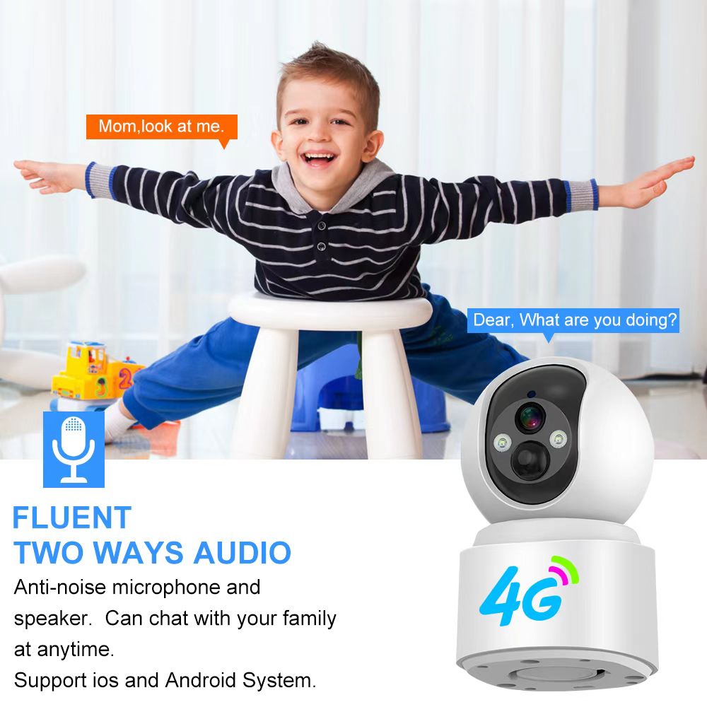 كاميرا مراقبة لاسلكية CRONY VQ001-4G 4G خارجية داخلية مع كشف حركة PIR رؤية ليلية صوت ثنائي الاتجاه كاميرا مراقبة بدقة 1296P للأمن المنزلي