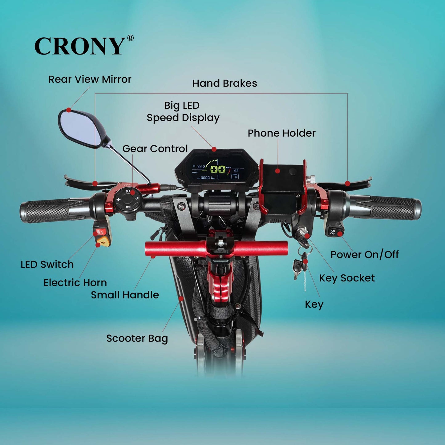 سكوتر كهربائي CRONY MK-11 شاشة LCD كبيرة سكوتر كهربائي