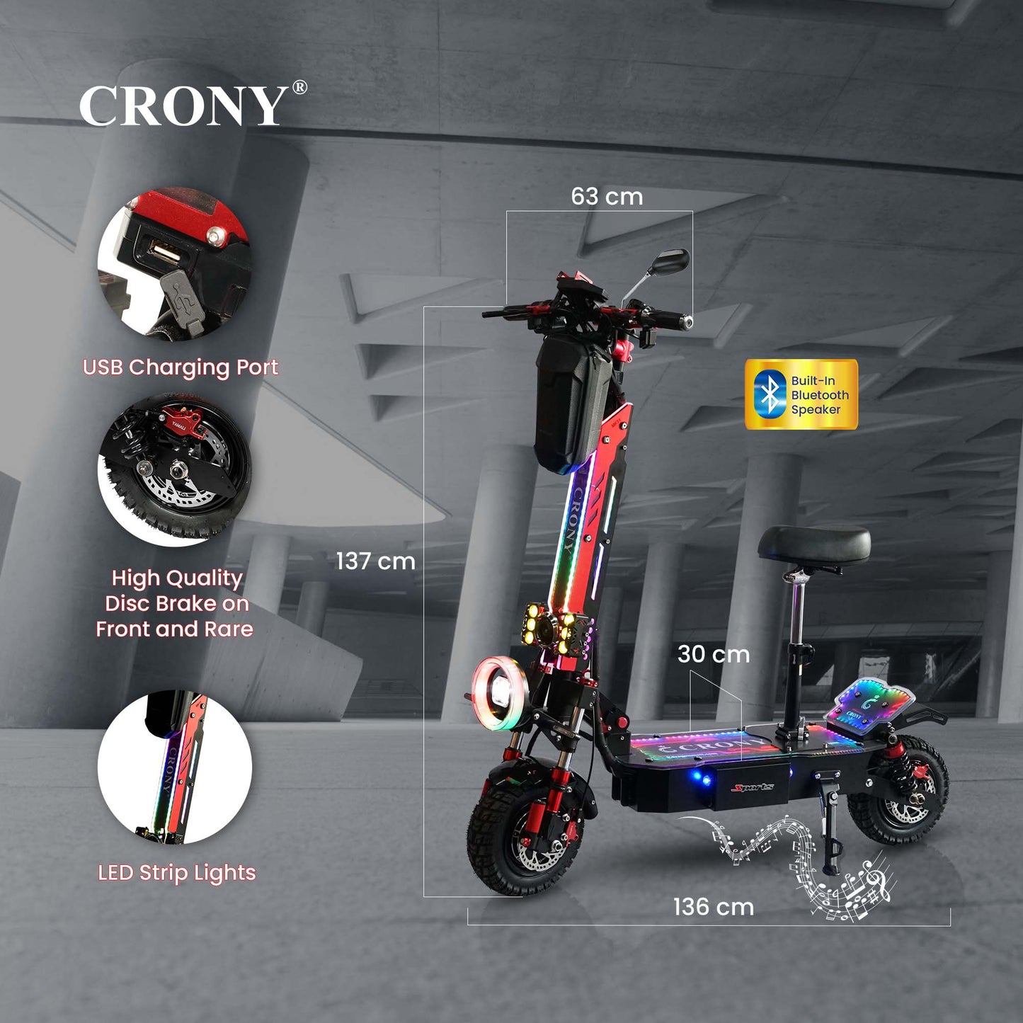 سكوتر كهربائي CRONY MK-11 شاشة LCD كبيرة سكوتر كهربائي