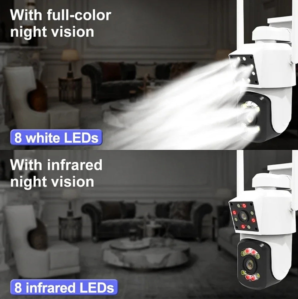 كاميرا مراقبة ثنائية العدسة CRONY A3 واي فاي 4K خارجية داخلية كشف حركة بالذكاء الاصطناعي رؤية ليلية ملونة صوت ثنائي الاتجاه مقاومة للماء كاميرا مراقبة PTZ بزاوية 360° مع ضوء LED بالأشعة تحت الحمراء لتطبيق ICAM365 المنزلي