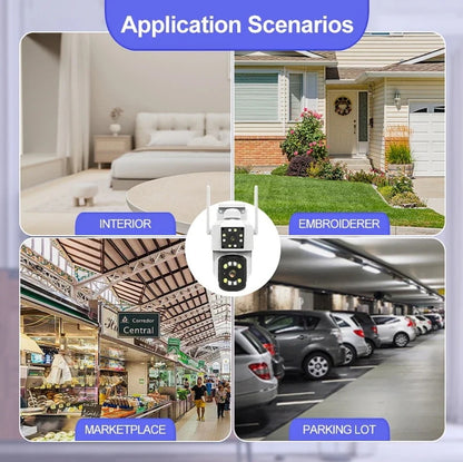 كاميرا مراقبة ثنائية العدسة CRONY A3 واي فاي 4K خارجية داخلية كشف حركة بالذكاء الاصطناعي رؤية ليلية ملونة صوت ثنائي الاتجاه مقاومة للماء كاميرا مراقبة PTZ بزاوية 360° مع ضوء LED بالأشعة تحت الحمراء لتطبيق ICAM365 المنزلي