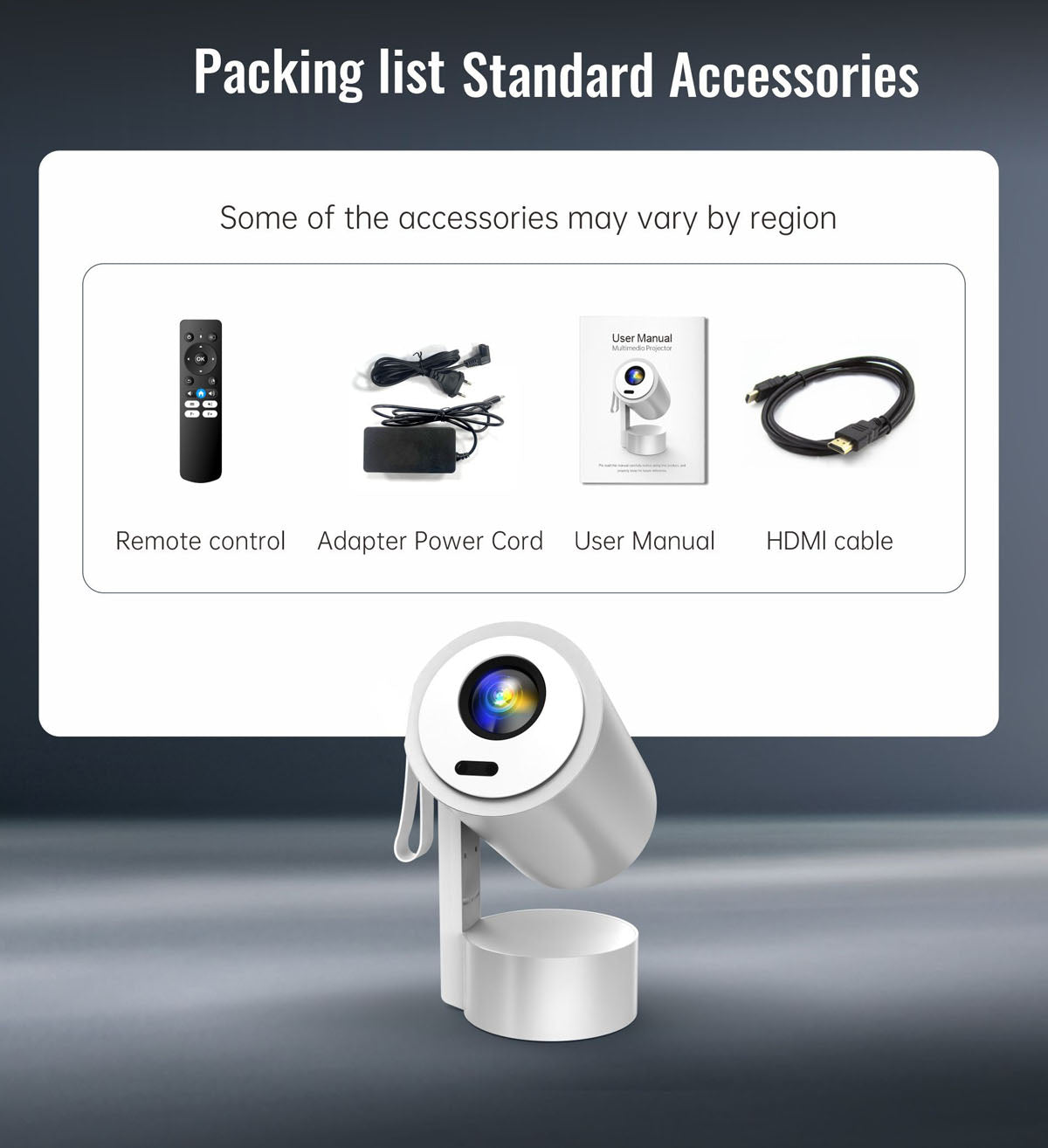 CRONY R3P Portable Mini Projector 1080P LED Smart Projector Supports 4K Decode Android with Built In Speakers