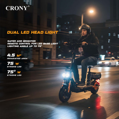 سكوتر كهربائي CRONY M5 Pro للكبار والأطفال مع مكبر صوت بلوتوث واتصال بالتطبيق