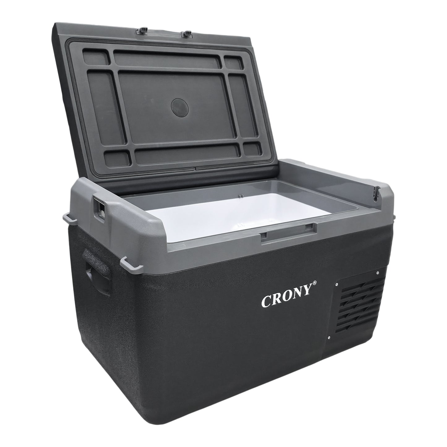 CRONY GC30 Portable Car Refrigerator 29L, 12V/24V DC & 100-220V AC Electric Cooler, -20°C to 20°C Temperature Range, LED Control Panel, Interior LED Light, Bottle Opener & Cup Holder, 1-Year Warranty