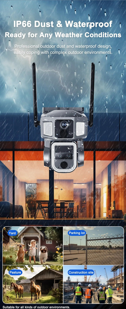 كاميرا مراقبة CRONY Y7A 4G-WiFi-4K-8MP(10X) بعدسة ثلاثية شمسية مع لوحة شمسية 9 واط