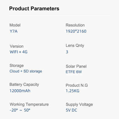 كاميرا مراقبة CRONY Y7A 4G-WiFi-4K-8MP(10X) بعدسة ثلاثية شمسية مع لوحة شمسية 9 واط
