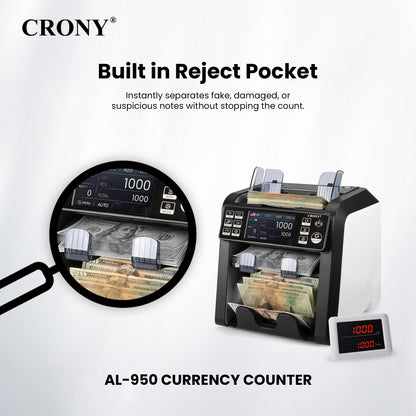 جهاز التحقق من الأوراق النقدية CRONY AL-950 لفرز النقود متعددة العملات وجهاز عد وفرز النقود المحمولة