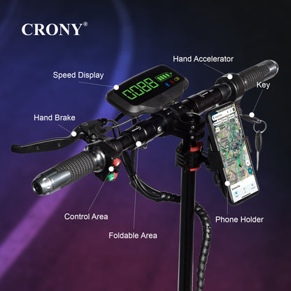 سكوتر كهربائي قابل للطي CRONY V18 للكبار بشاشة LCD كبيرة