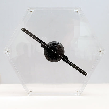 شاشة مروحة CRONY بحجم 32 سم مع غطاء حماية سداسي الجوانب ومروحة LED ثلاثية الأبعاد الهولوجرافية