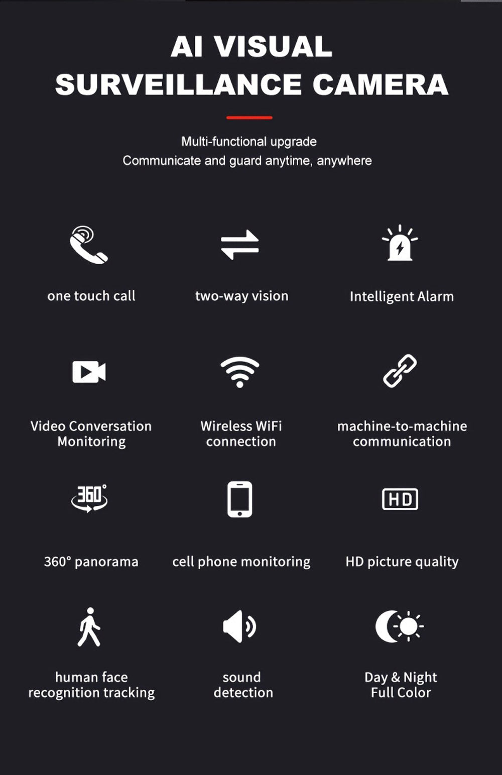 كروني IV-20 V360Pro تطبيق مكالمات فيديو 1080P كاميرا واي فاي عالية الدقة مكالمات فيديو بنقرة واحدة رؤية ليلية بالأشعة تحت الحمراء كاميرا مراقبة طفل بالفيديو