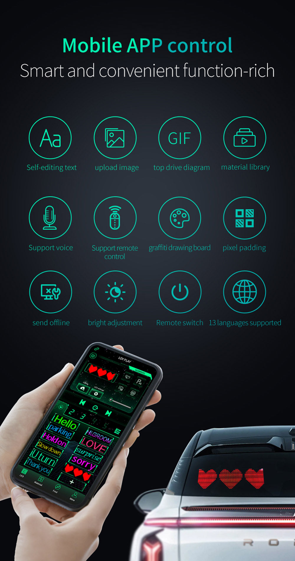 CRONY K6 35-11سم K7 500*110مم K12 120-600مم جهاز تحكم عن بعد للسيارة عرض دي آي واي لوحة عرض إعلانية LED