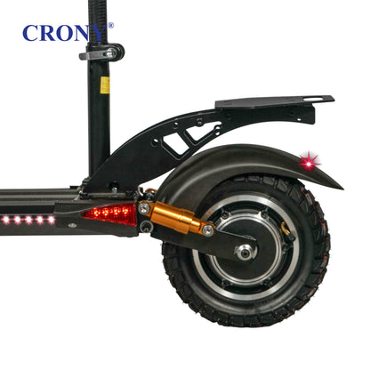 CRONY V10+ PRO Electric Scooter – 1500W Motor, 48V 13Ah Battery, Up to 68 KM/H Speed, 25–35 KM Range, 10-Inch Off-Road Tires, Front & Rear Suspension, Foldable Aluminum Frame, Triple LED Headlights, Bluetooth Speaker, Phone Holder & Rearview Mirrors