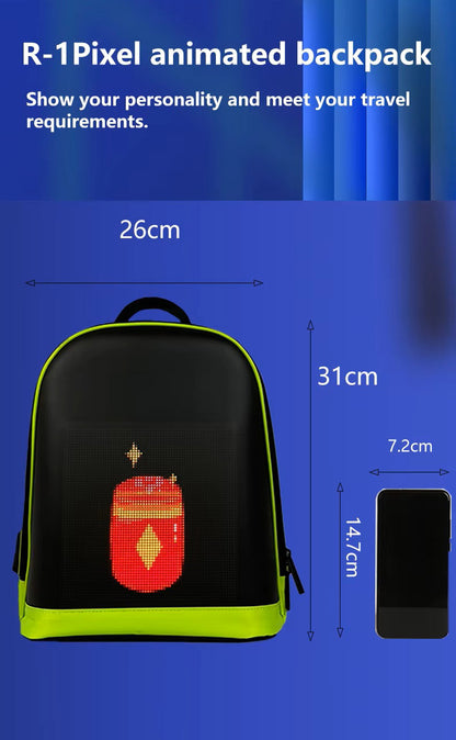 CRONY LED display backpack R1 motorcycle backpack with customizable programmable smart light-up digital display