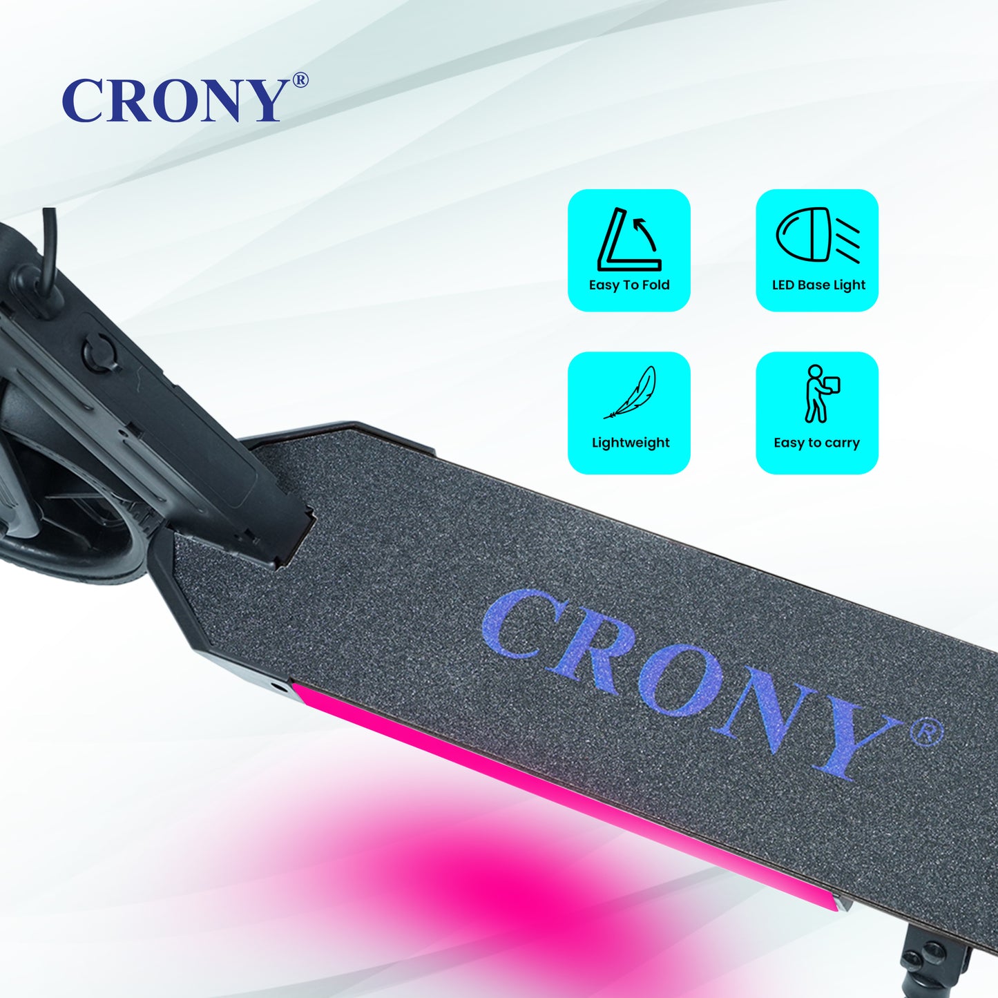 سكوتر كهربائي قابل للطي للأطفال CRONY S32 S31 مع شريط إضاءة LED وأضواء منصة RGB وفرامل إلكترونية