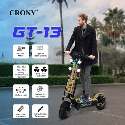 سكوتر كهربائي CRONY GT13 مع فرامل قرصية وتعليق أمامي/خلفي وتكوين عالي السكوتر الكهربائي