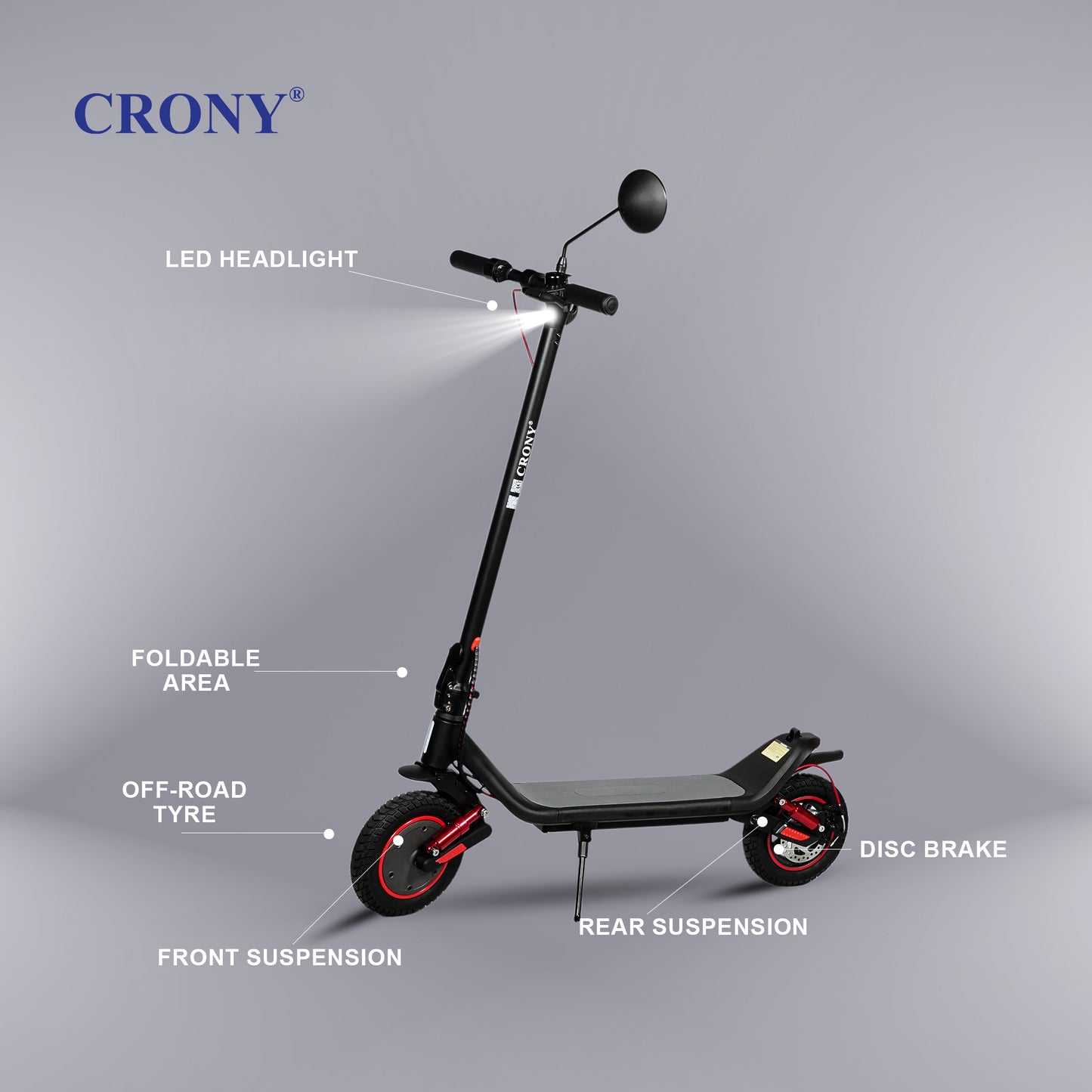 سكوتر كهربائي CRONY M365 MAX بتعليق مزدوج وتصميم قابل للطي مع اتصال عبر التطبيق