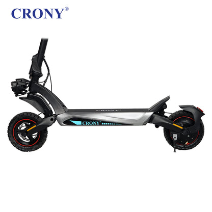 CRONY T2 Electric Scooter 1500W 70KM/H 48V 18Ah Battery 45-55KM Range 10 Inch Tubeless Tires Dual Suspension Foldable Smart App Control Front Rear Disc Brakes Heavy Duty Urban Off-Road Scooter for Adults