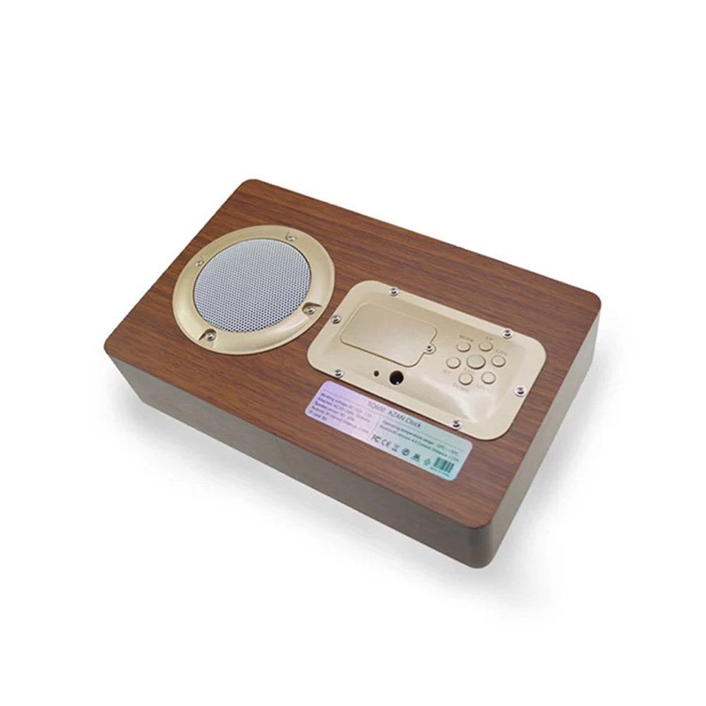 مصباح القمر CRONY SQ-600 ساعة القرآن مكبر صوت الأذان الخشبي ساعة القرآن