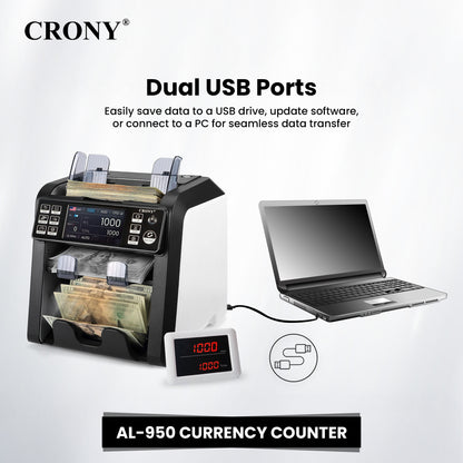جهاز التحقق من الأوراق النقدية CRONY AL-950 لفرز النقود متعددة العملات وجهاز عد وفرز النقود المحمولة