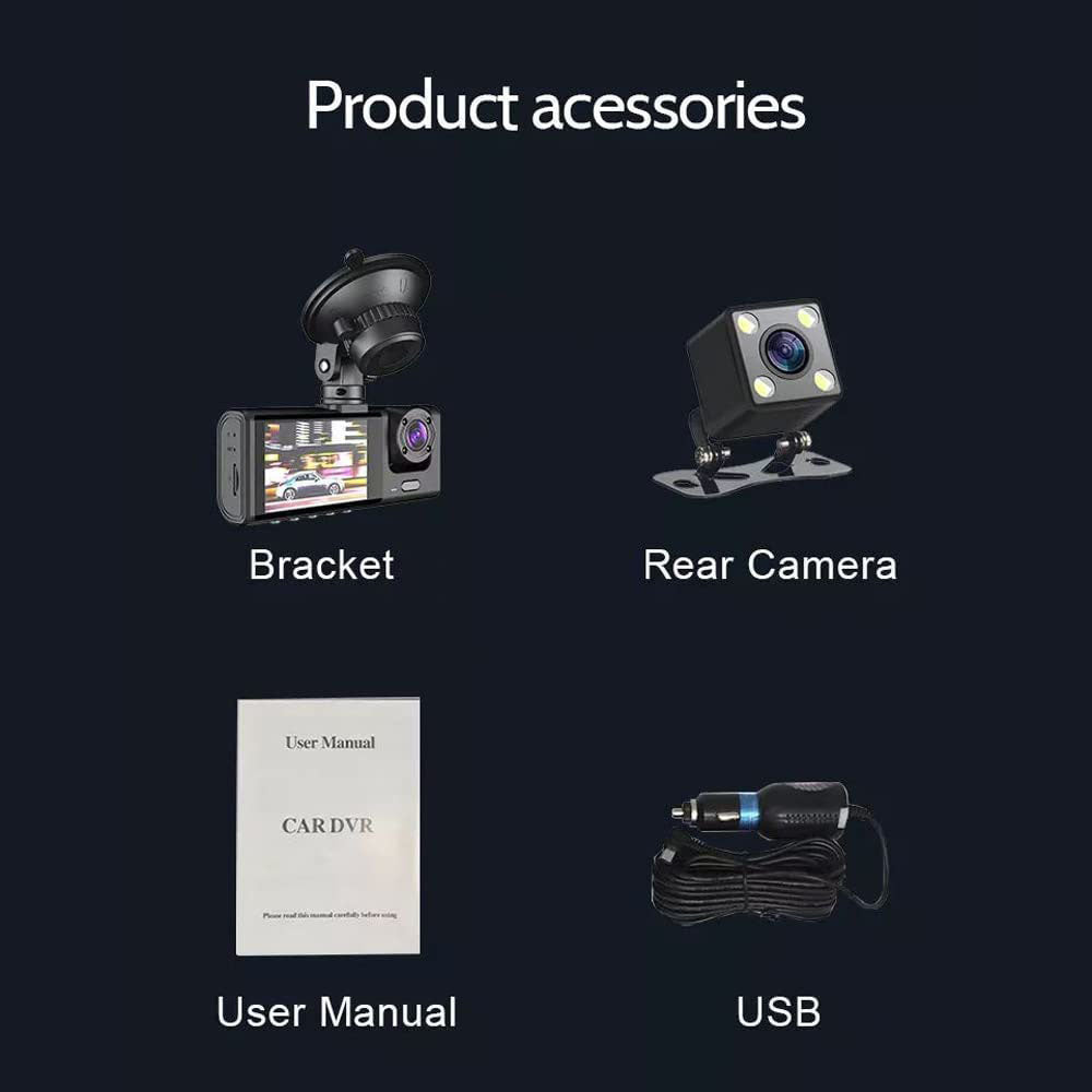 كروني S11 كاميرا ثلاثية 1920*1080 داشكام بزر ضغط 1080P DVR داشكام أمامية داخلية وكاميرا خلفية مسجل قيادة