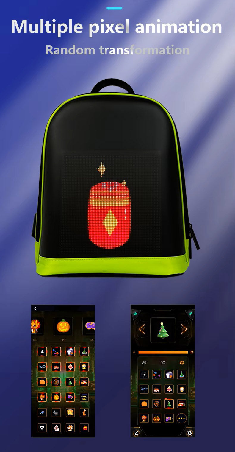 CRONY LED display backpack R1 motorcycle backpack with customizable programmable smart light-up digital display