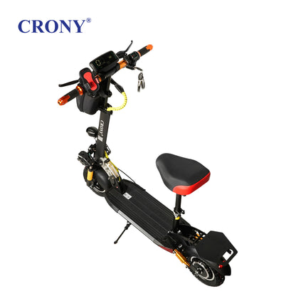 CRONY V10+ PRO Electric Scooter – 1500W Motor, 48V 13Ah Battery, Up to 68 KM/H Speed, 25–35 KM Range, 10-Inch Off-Road Tires, Front & Rear Suspension, Foldable Aluminum Frame, Triple LED Headlights, Bluetooth Speaker, Phone Holder & Rearview Mirrors