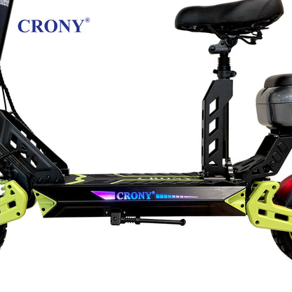 CRONY D2 Dual Motor Electric Scooter with Seat, 4000W (2000W x2), 48V 18.2Ah Battery, 45-60KM Range, Up to 70KM/H, 10-Inch Tires, Front & Rear Suspension, Disc Brakes, LED Lights, Bluetooth APP, Green