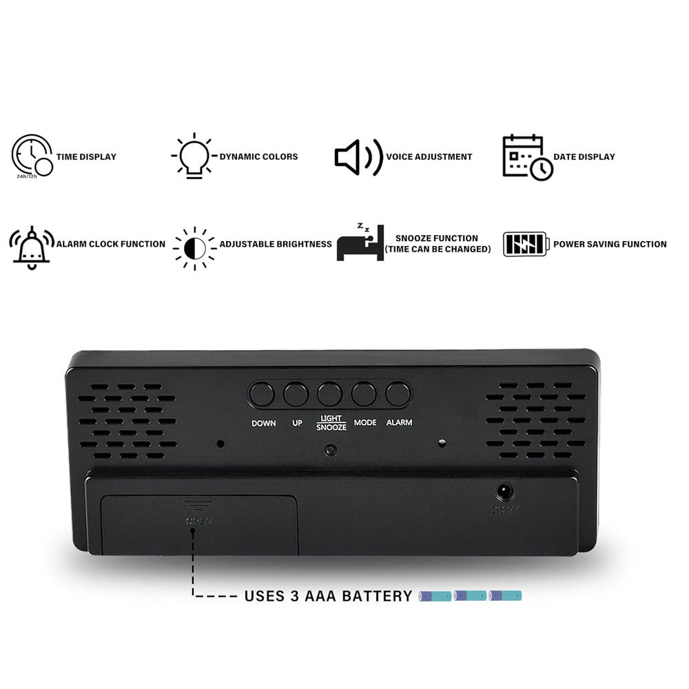 ساعة إلكترونية رقمية CRONY GH0732 ألوان ساعة منبه LED ملونة RGB على جانب السرير منبهات مع خاصية الغفوة عرض التاريخ والوقت تغيير اللون أرقام كبيرة سطوع قابل للتعديل تعمل باليو إس بي والبطارية
