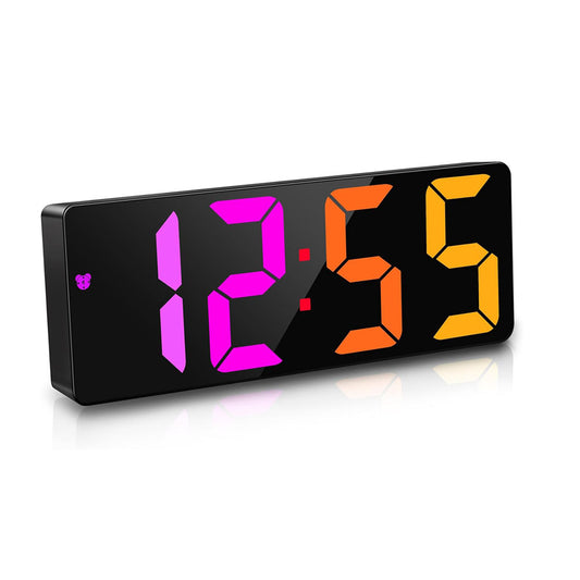 ساعة إلكترونية رقمية CRONY GH0732 ألوان ساعة منبه LED ملونة RGB على جانب السرير منبهات مع خاصية الغفوة عرض التاريخ والوقت تغيير اللون أرقام كبيرة سطوع قابل للتعديل تعمل باليو إس بي والبطارية