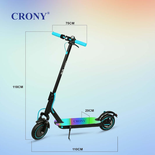 CRONY M365 Foldable Electric Scooter with Front Suspension & Durable Honeycomb Tires, 7-Colors LED Deck Lights, Lightweight Commuter Scooter with for Adults & Kids, Smart App Control