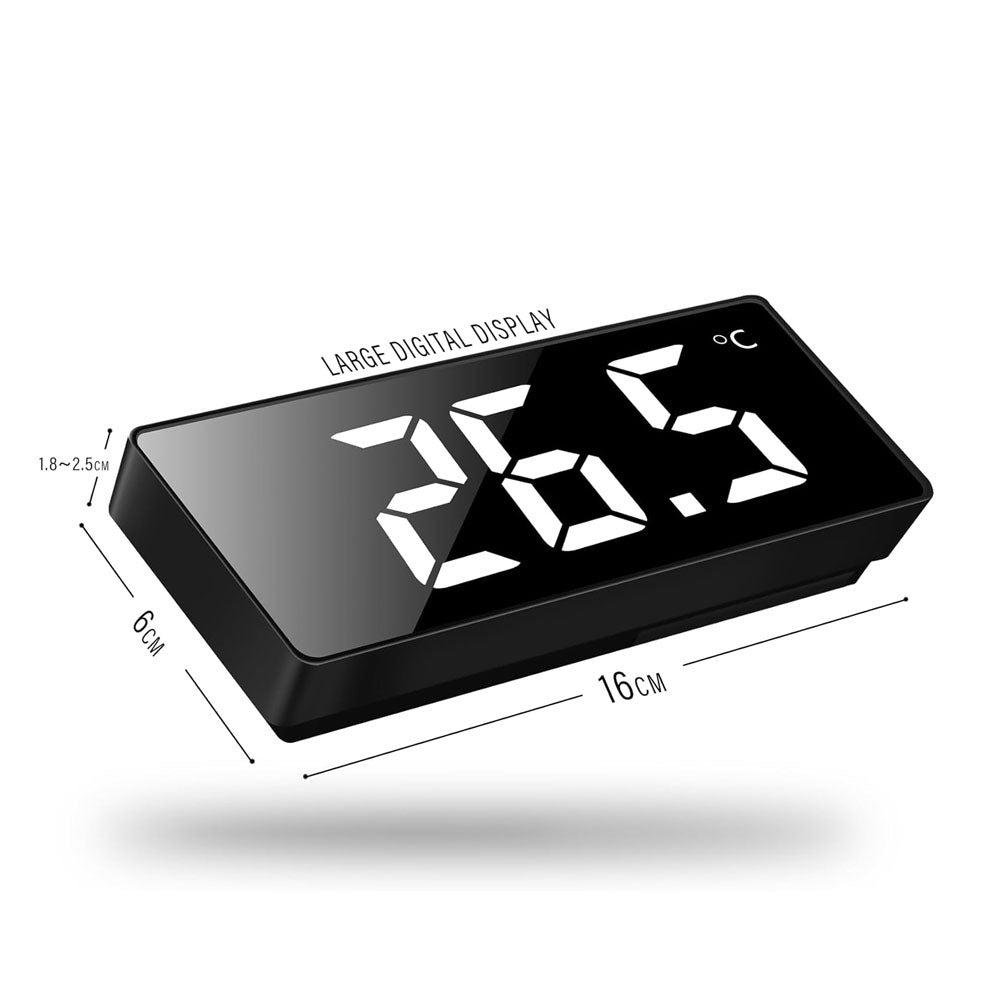 ساعة إلكترونية بيضاء CRONY GH0712 ساعة منبه رقمية ساعة منبه رقمية LED ساعة طاولة مرآة كابل USB ساعة منبه نهاية المنبه 12/24 ساعة غفوة تحكم صوتي عرض درجة الحرارة