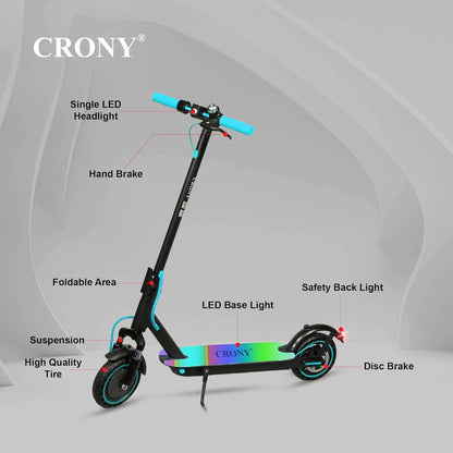 سكوتر كهربائي قابل للطي CRONY M365 مع تعليق أمامي وأضواء LED ملونة على السطح 7 ألوان للبالغين والأطفال