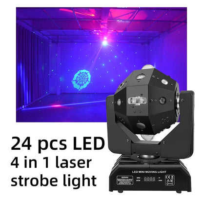 CRONY 24PCS 4in1 Moving Head Light Beam Strobe Effect Led Moving Head DMX  DJ Disco Rotating Magic Ball Lights RGBW