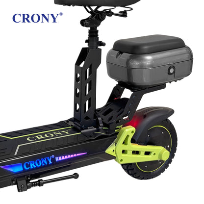 CRONY D2 Dual Motor Electric Scooter with Seat, 4000W (2000W x2), 48V 18.2Ah Battery, 45-60KM Range, Up to 70KM/H, 10-Inch Tires, Front & Rear Suspension, Disc Brakes, LED Lights, Bluetooth APP, Green