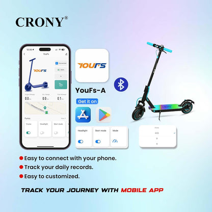 سكوتر كهربائي قابل للطي CRONY M365 مع تعليق أمامي وأضواء LED ملونة على السطح 7 ألوان للبالغين والأطفال