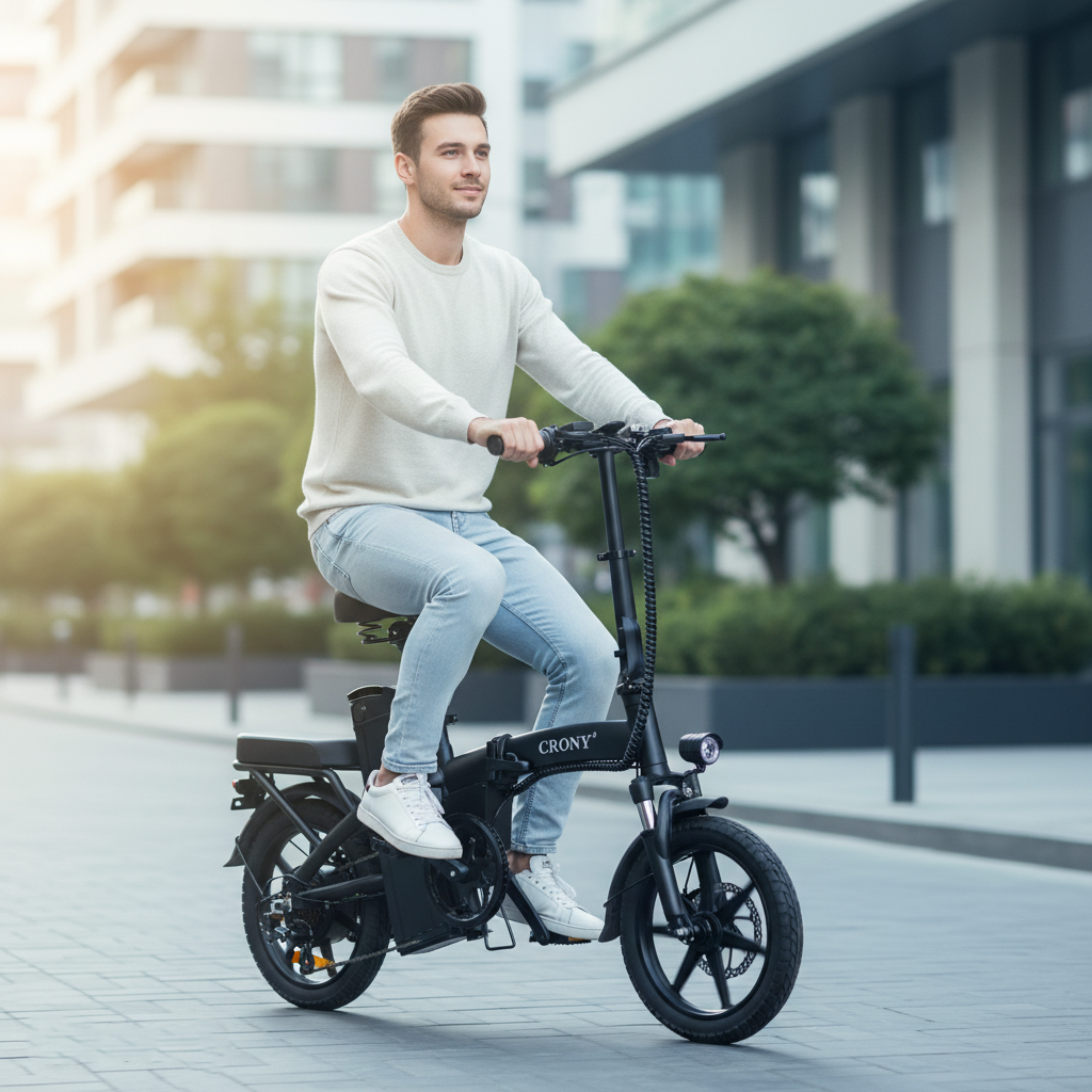 دراجة كهربائية مدمجة كروني A5F بعجلة 14 بوصة قابلة للطي، بمحرك 350 واط للسفر والتنقل في المدينة