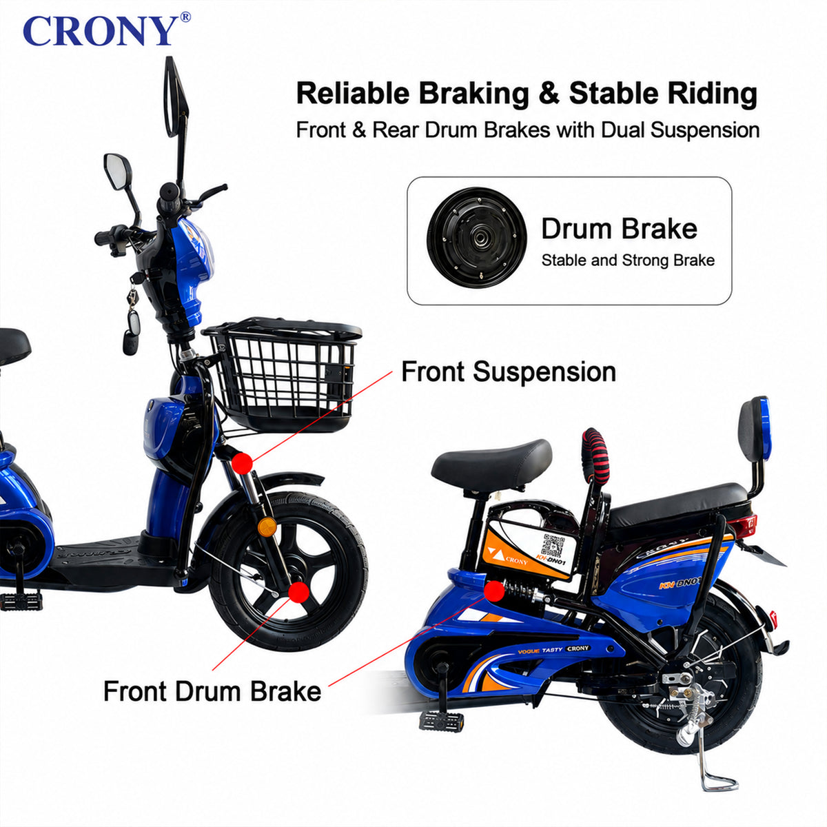 دراجة كهربائية CRONY W6 بعجلات 14 بوصة سكوتر كهربائي
