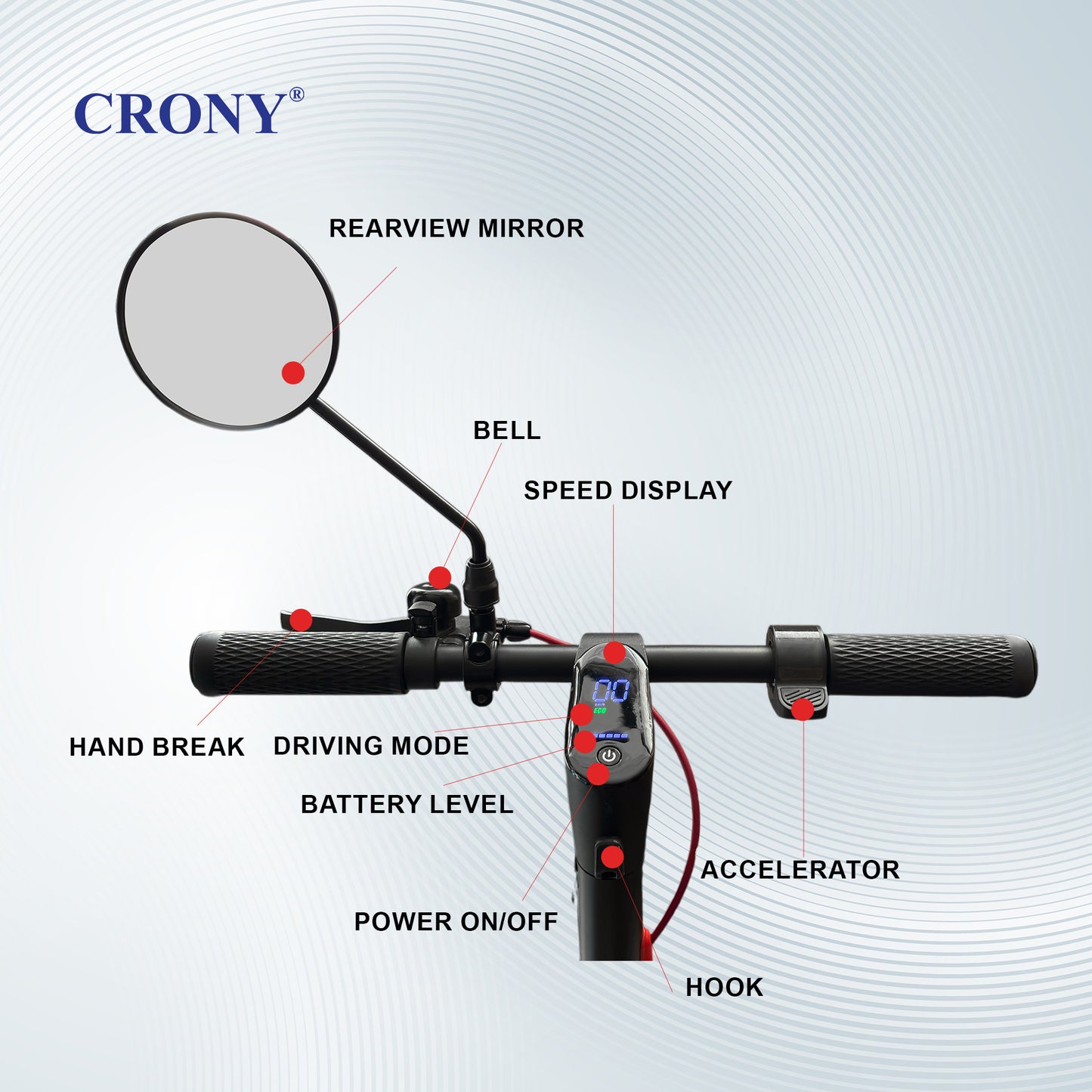 سكوتر كهربائي CRONY M365 MAX بتعليق مزدوج وتصميم قابل للطي مع اتصال عبر التطبيق