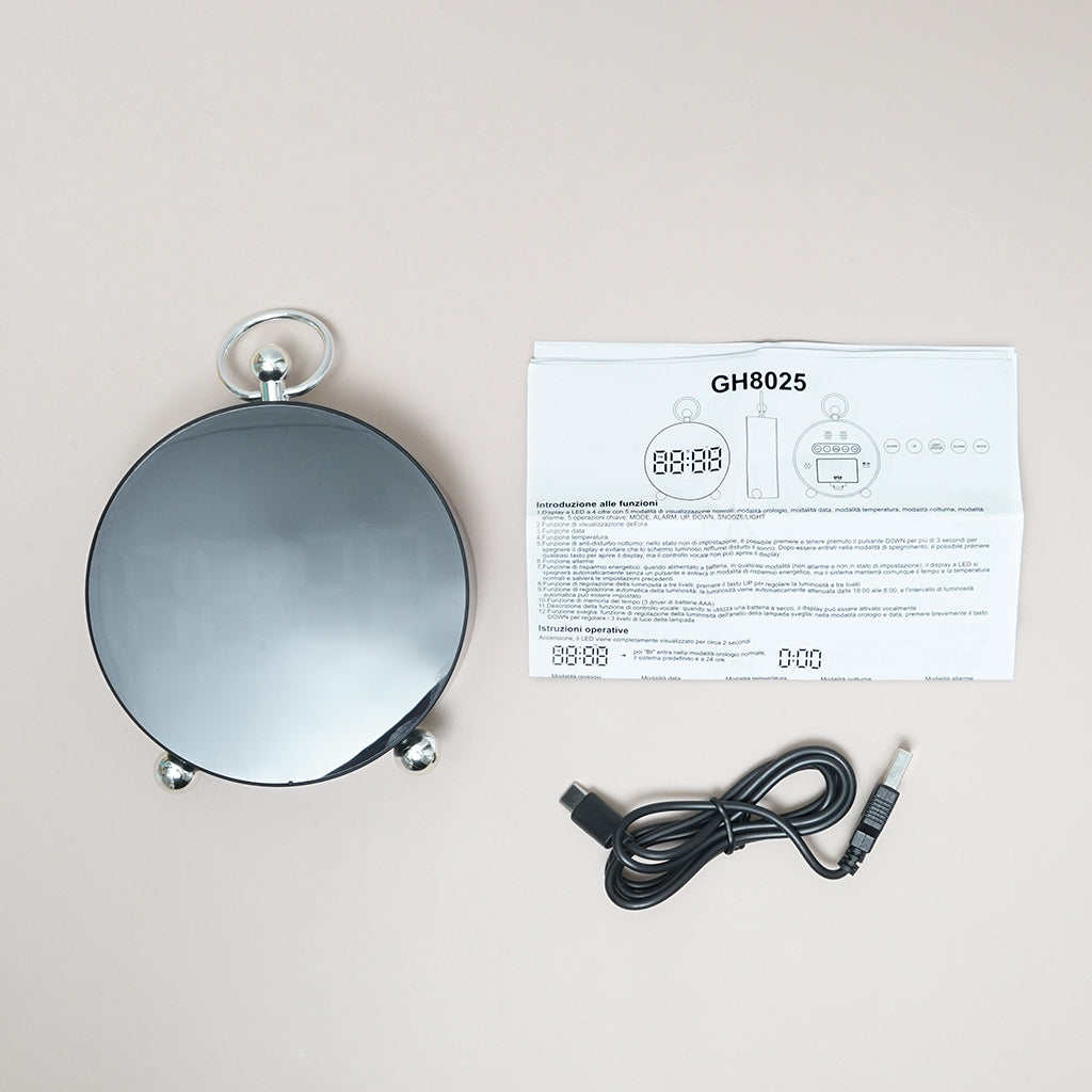 ساعة كروني 8025 الإلكترونية عرض التاريخ ودرجة الحرارة منبهات مع ضوء جوي ساعة طاولة رقمية LED تعمل بالصوت