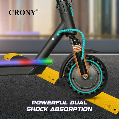 سكوتر كهربائي قابل للطي CRONY M365 مع تعليق أمامي وأضواء LED ملونة على السطح 7 ألوان للبالغين والأطفال