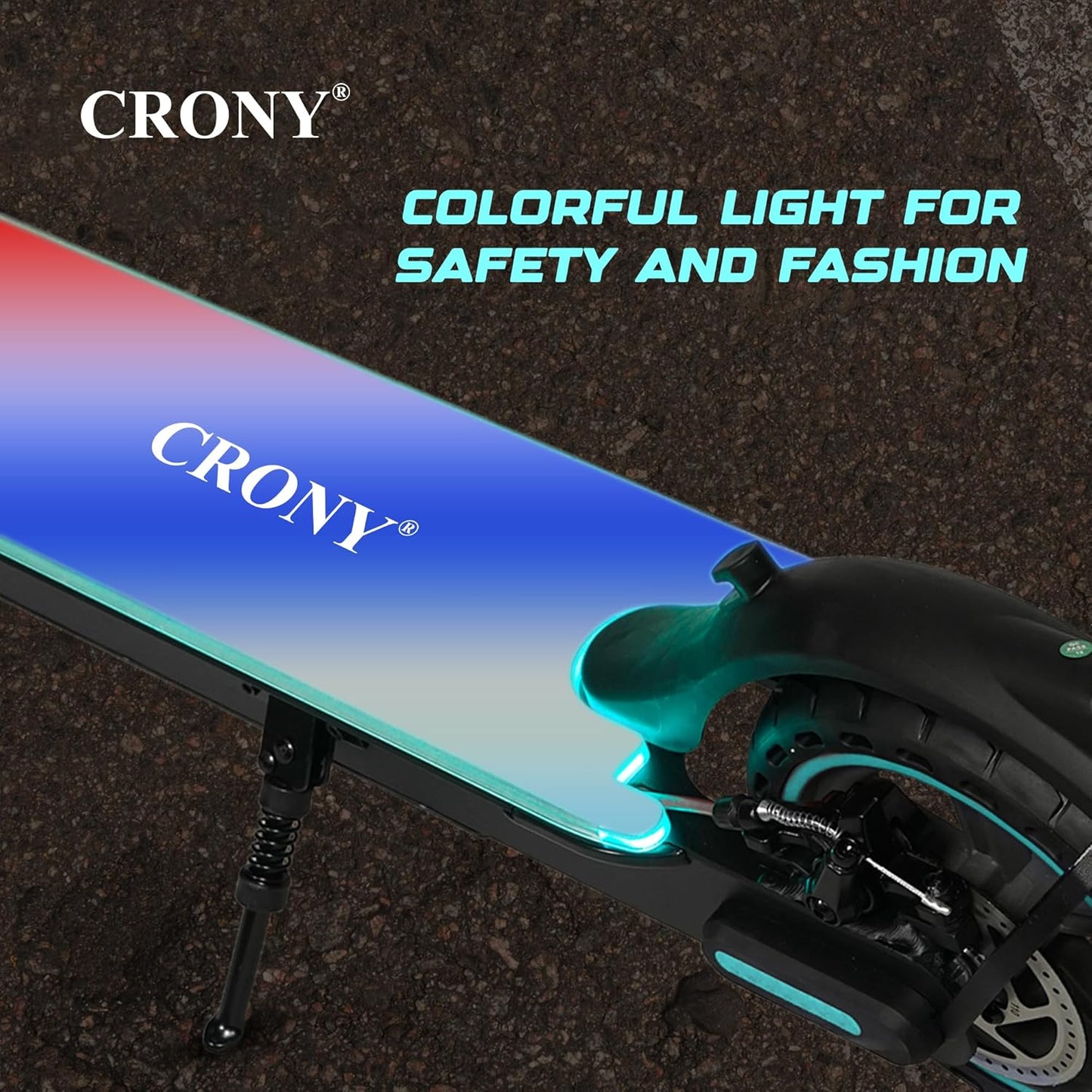 سكوتر كهربائي قابل للطي CRONY M365 مع تعليق أمامي وأضواء LED ملونة على السطح 7 ألوان للبالغين والأطفال