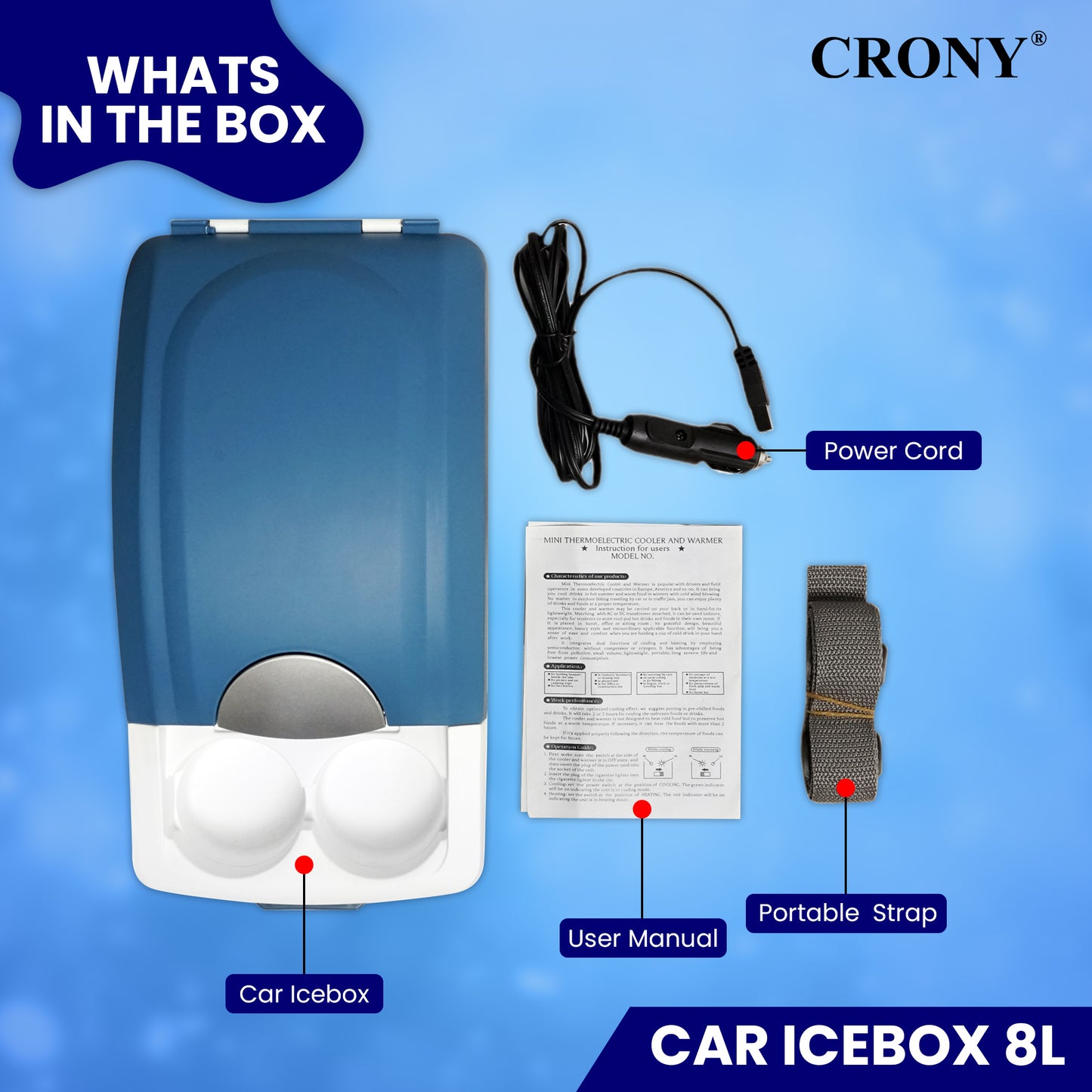 ثلاجة سيارة كروني 8 لتر منخفضة الضوضاء ثلاجات مدمجة صغيرة ثلاجة محمولة مبرد سيارة