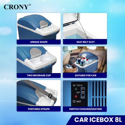 ثلاجة سيارة كروني 8 لتر منخفضة الضوضاء ثلاجات مدمجة صغيرة ثلاجة محمولة مبرد سيارة