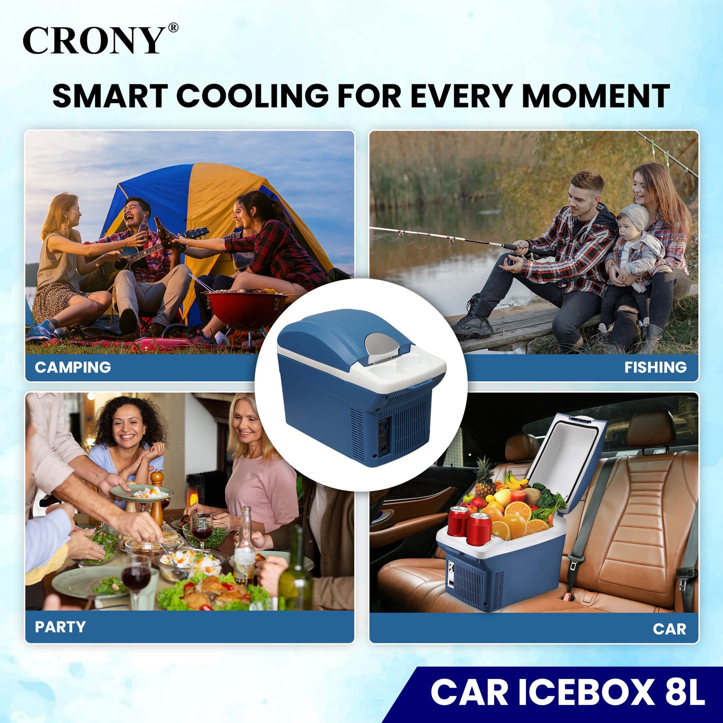 ثلاجة سيارة كروني 8 لتر منخفضة الضوضاء ثلاجات مدمجة صغيرة ثلاجة محمولة مبرد سيارة