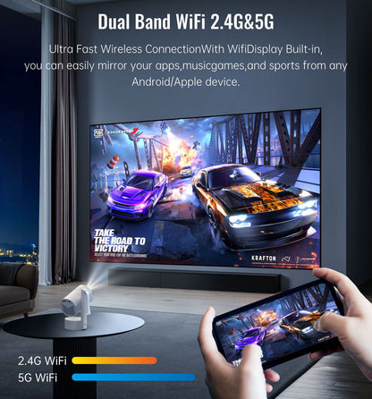 CRONY R3P Portable Mini Projector 1080P LED Smart Projector Supports 4K Decode Android with Built In Speakers